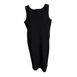 Eileen Fisher Sheath Dress Large Black Ponte Stretch Lined LBD System Minimal